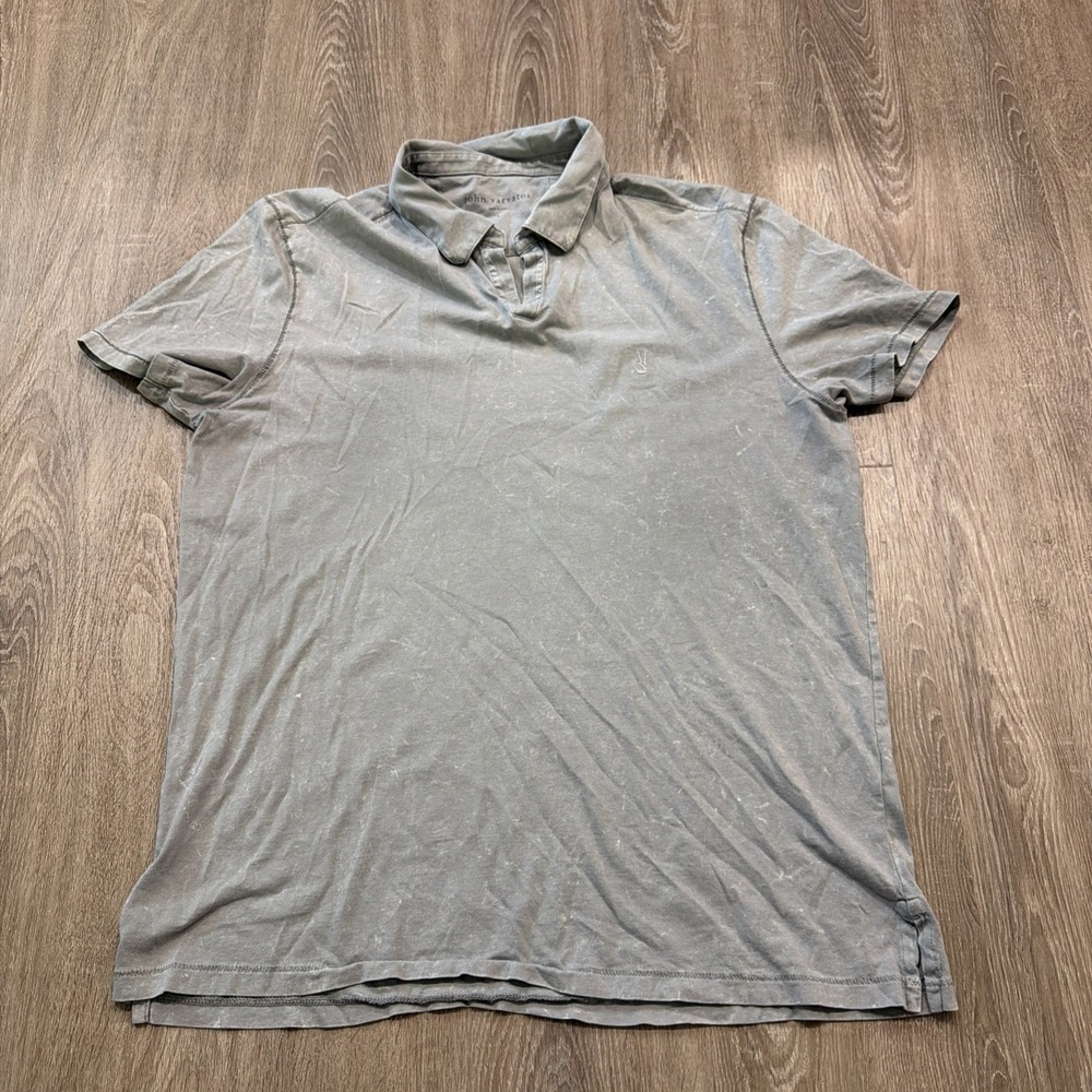 John Varvatos Men's Shirt Enzo Short Sleeve Crew T-Shirt Collar Grey‎ Size L